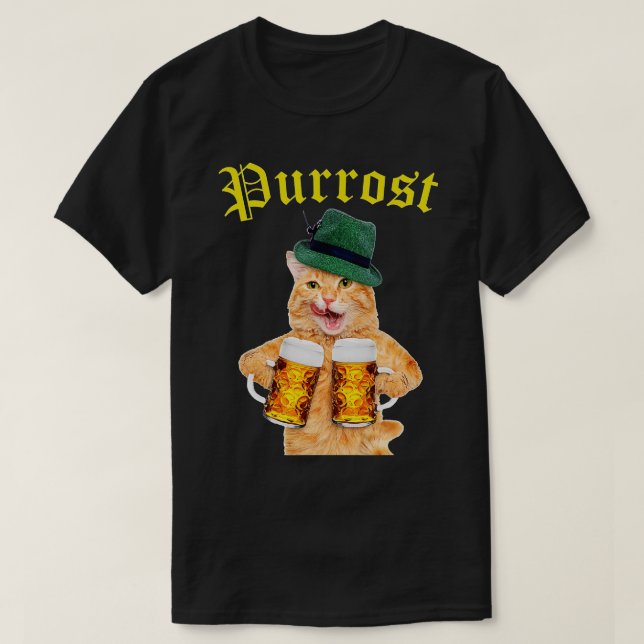 Camiseta Gracioso gato Oktoberfest - Purros de cerveza que  (Diseño del anverso)