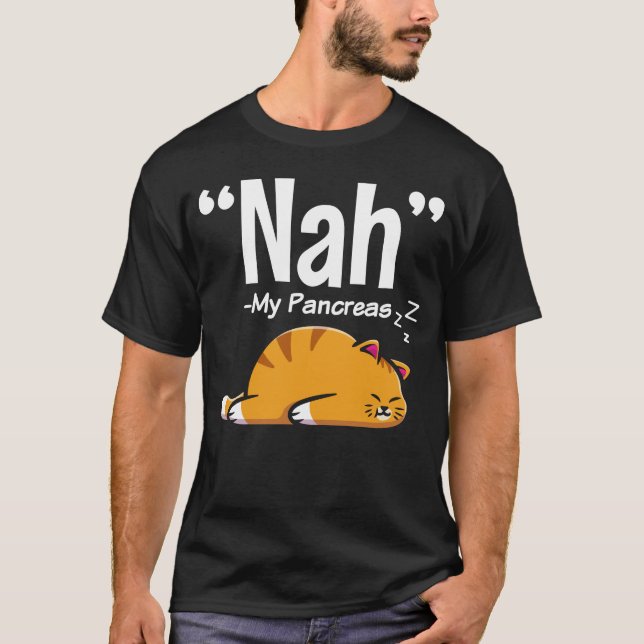 Camiseta Gracioso Gato Perezoso Diabetes Pancreáticos T1D (Anverso)