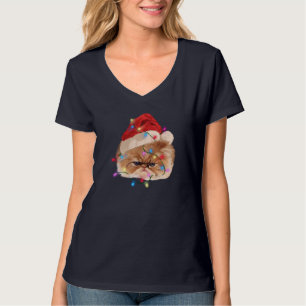 Camiseta Gracioso gato persa Navidad luces Adorables F