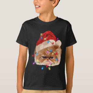 Camiseta Gracioso gato persa Navidad luces Adorables F