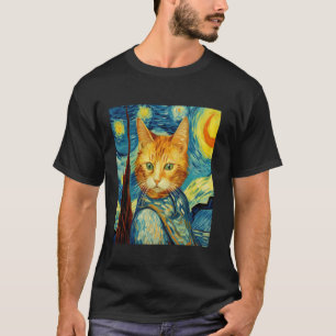 Camiseta Gracioso gato pintura arte Cat Lover Starry Night 