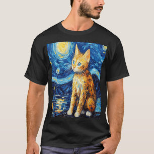 Camiseta Gracioso gato pintura arte Cat Lover Starry Night 