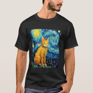 Camiseta Gracioso gato pintura arte Cat Lover Starry Night 