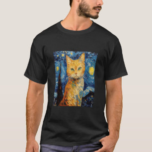 Camiseta Gracioso gato pintura arte Cat Lover Starry Night