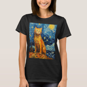 Camiseta Gracioso gato pintura arte Cat Lover Starry Night