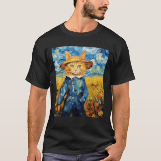 Camiseta Gracioso gato pintura arte Cat Lover Starry Night 