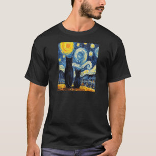 Camiseta Gracioso gato pintura arte Cat Lover Starry Night