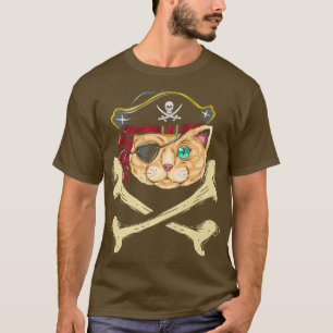 Camiseta Gracioso gato pirata increíble diseño pirata