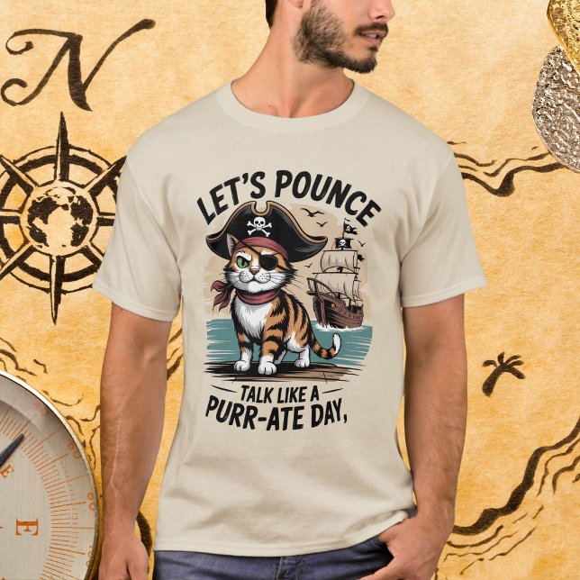 Camiseta Gracioso gato pirata pronunciemos palabras como pu (Subido por el creador)