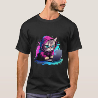 Camiseta Gracioso Gato Pun De Humor Tecnológico De Mujeres 