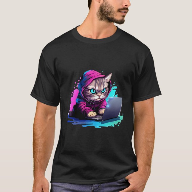 Camiseta Gracioso Gato Pun De Humor Tecnológico De Mujeres  (Anverso)