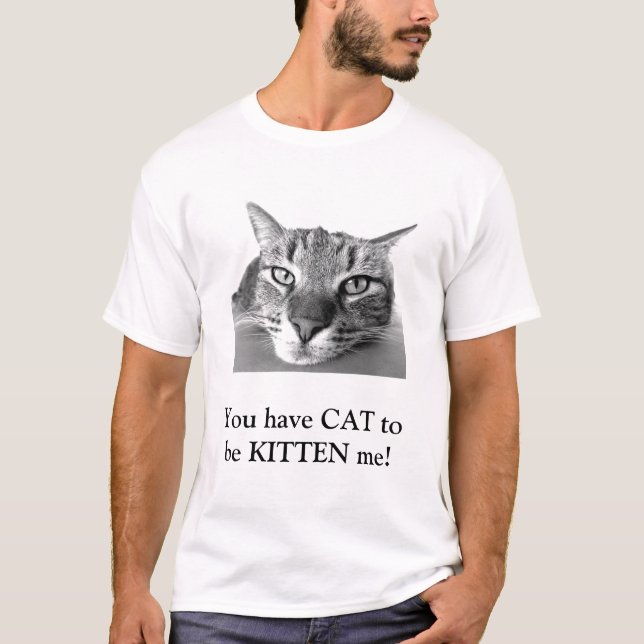 Camiseta Gracioso gato Pun inteligente Gatito negro y blanc (Anverso)
