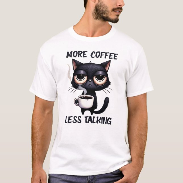Camiseta Gracioso gato que bebe café (Anverso)