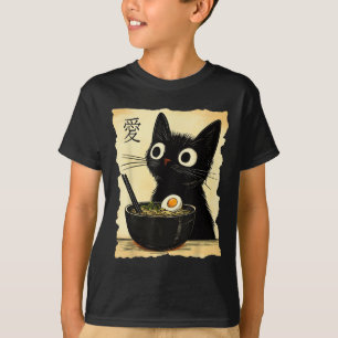 Camiseta Gracioso gato Ramen Tee japonés Kawaii Anime
