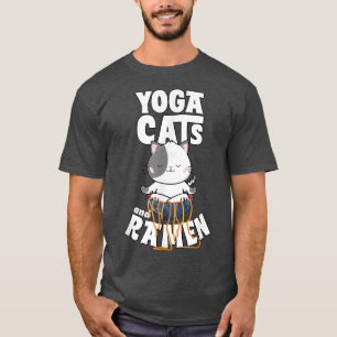 Camiseta Gracioso gato Ramen Yoga Pose Zen Meditación Japon