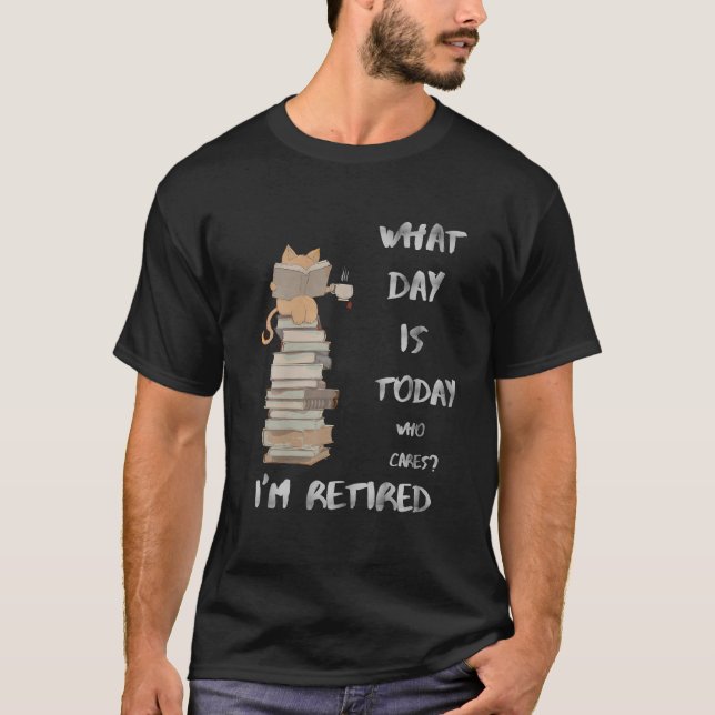 Camiseta Gracioso gato retirado leyendo libro de té beber l (Anverso)