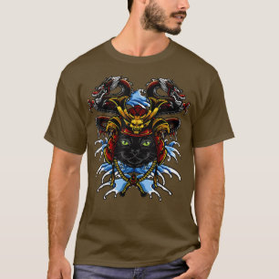 Camiseta Gracioso gato Samurai katana Tattoo Gráfico Ninja 