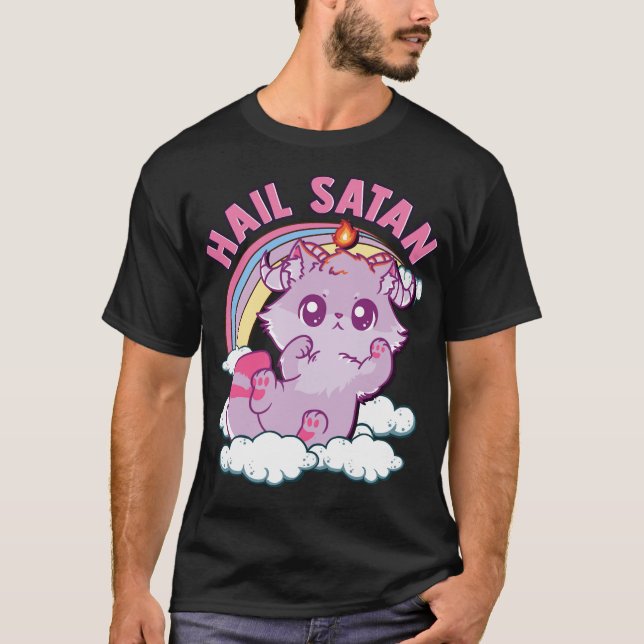 Camiseta Gracioso gato satánico de gatito satánico con arco (Anverso)