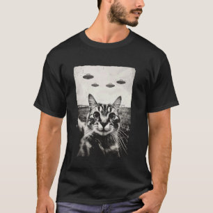 Camiseta Gracioso gato Selfie foto OVNI Raro Kitty Blanco N