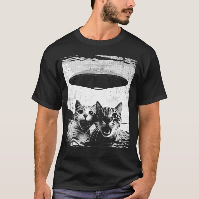 Camiseta Gracioso gato Selfie OVNI Extraño Gato Amante (Anverso)