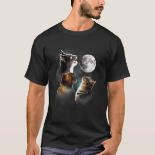 Camiseta Gracioso Gato T, Gatos Meowling En La Luna, Gato L