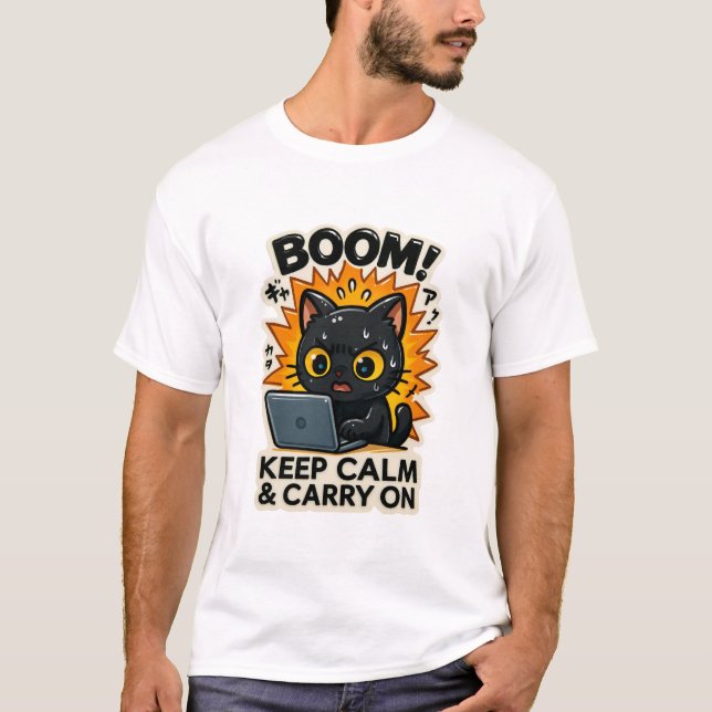 Camiseta Gracioso gato T-Shirt Retro Cat Meme Tee Humorous  (Anverso)
