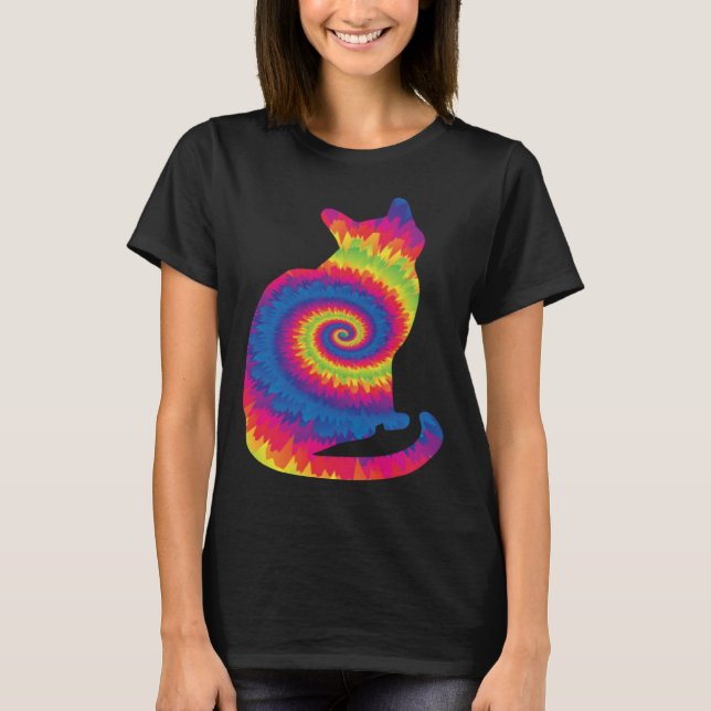Camiseta Gracioso gato teñido arcoiris disfraz hippy (Anverso)