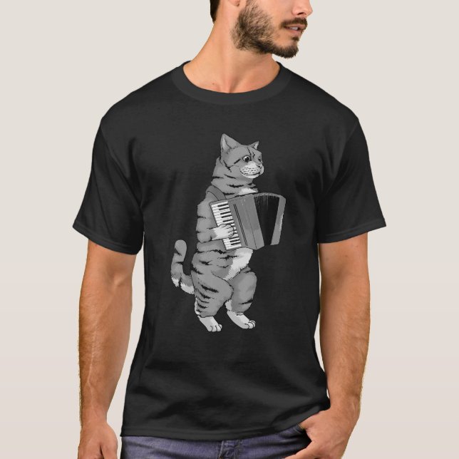 Camiseta Gracioso gato tocando acordeón en Guay Músico Harm (Anverso)