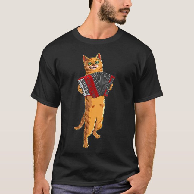 Camiseta Gracioso gato tocando acordeón en regalo de músico (Anverso)