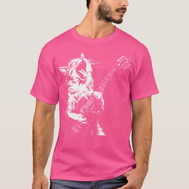 Camiseta Gracioso gato tocando guitarra (Anverso)