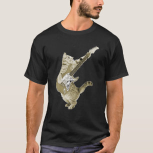 Camiseta Gracioso Gato Tocando Guitarra Amantes Guitaristas