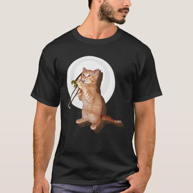 Camiseta Gracioso gato trombónico (Anverso)