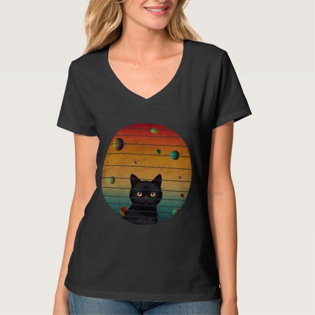 Camiseta Gracioso gato ventilado en el espacio (Anverso)