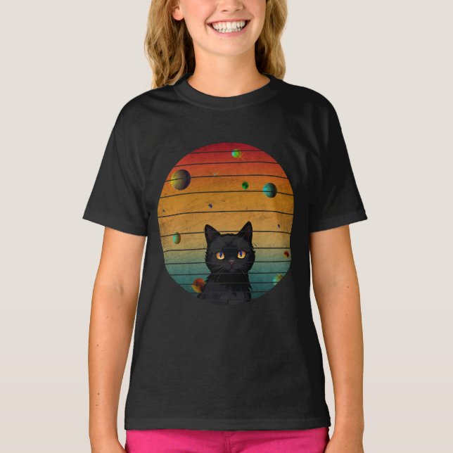 Camiseta Gracioso gato ventilado en el espacio (Anverso)