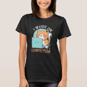 Camiseta Gracioso Gato Y Amantes De La Computadora Portátil