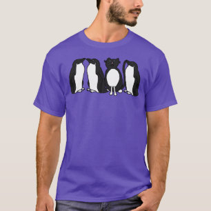 Camiseta Gracioso gato y pingüinos de Tuxedo
