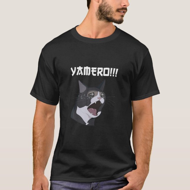 Camiseta Gracioso Gato Yamero Meme Yamero Gato, Un Grito Tr (Anverso)