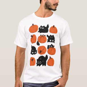 Camiseta Gracioso Gatos Retro Groovy Calabaza Halloween Tha