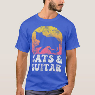 Camiseta Gracioso Gatos y Guitarra Vintage Retro Hobby328
