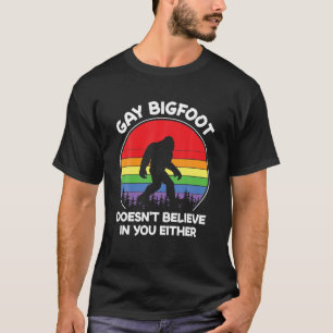 Camiseta Gracioso Gay Bigfoot Rainbow Sasquatch Retro Vinta