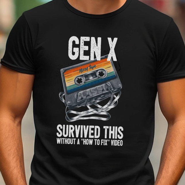 Camiseta Gracioso Gen X Sobrevivido Cassette Tangled (Subido por el creador)
