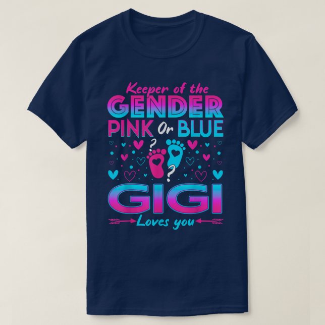 Camiseta Gracioso Gigi Rosa O Azul Te Ama El Género Revelar (Diseño del anverso)