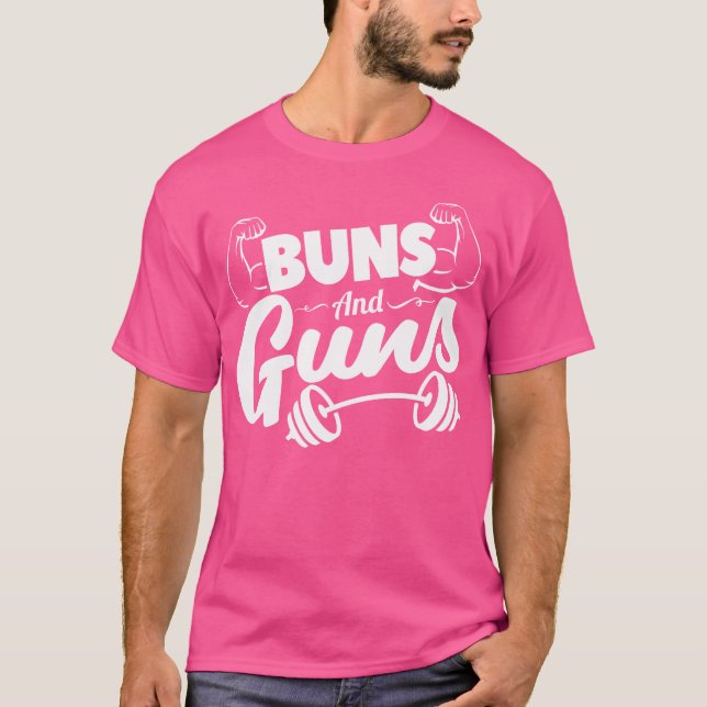 Camiseta Gracioso Gimnasio Buns And Guns (Anverso)