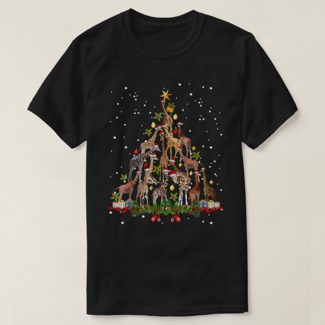 Camiseta Gracioso Giraffe Christmas Tree Gift Cute (Diseño del anverso)