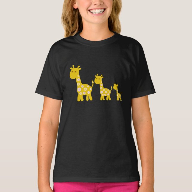 Camiseta Gracioso Giraffe flor amarilla flora patrón retro (Anverso)