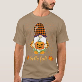 Camiseta Gracioso Gnome Cute Holding Calabaza Otoño Hola Ca