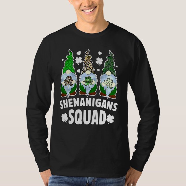 Camiseta Gracioso Gnome Shenanigans Squad Shamrock St Patri (Anverso)