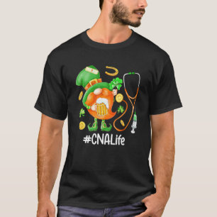 Camiseta Gracioso Gnome Stethoscope Cna Life Beer St Patric
