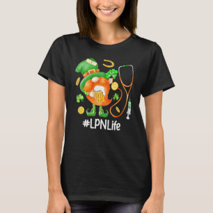 Camiseta Gracioso Gnome Stethoscope Lpn Life Beer St Patric