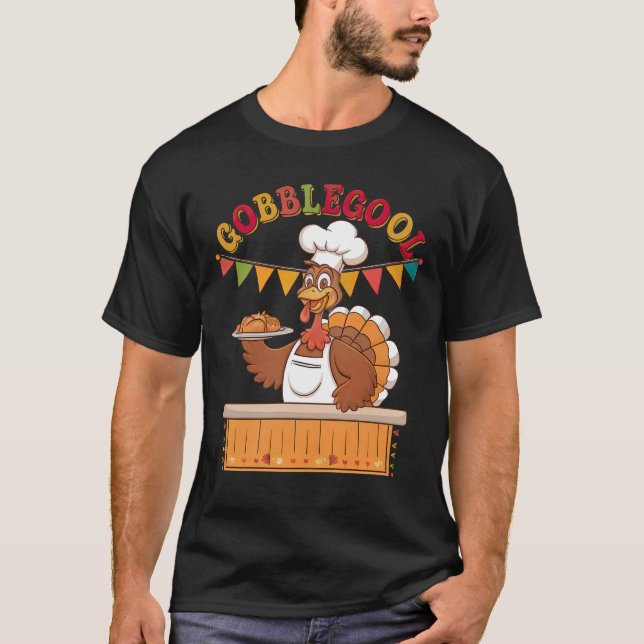 Camiseta Gracioso Gobblegool Turco Chef Festividad de Acció (Anverso)